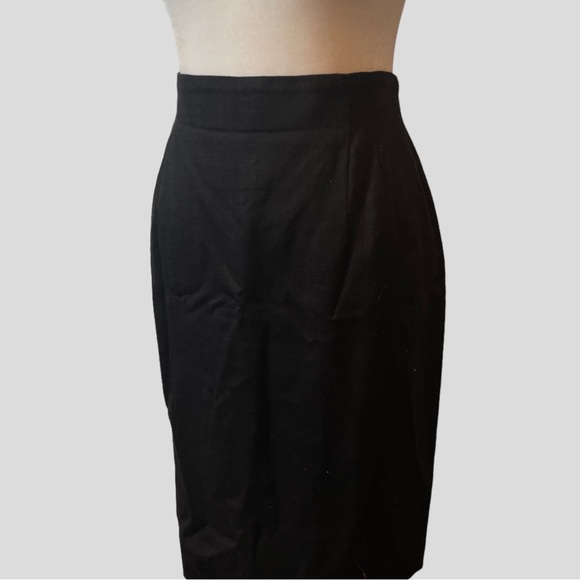 Vintage Jones New York 8 Linen Blend Pencil Skirt Black High Waist Knee Length - Picture 2 of 7